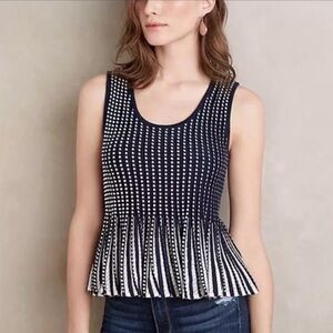 Navy and White Sleeveless Women's Anthro Top